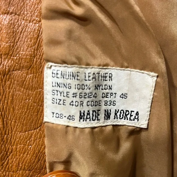 Vintage Sears The Leather Shop Tan Leather Jacket